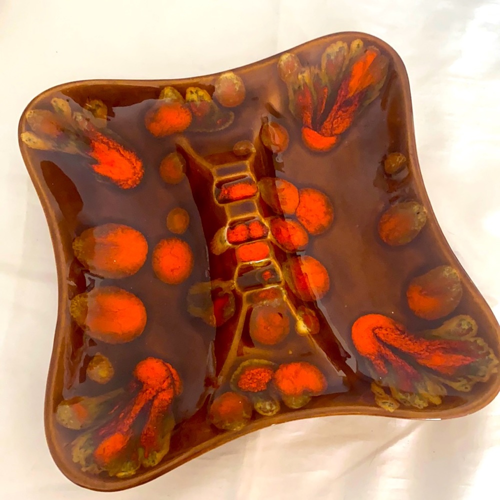 Midcentury Drip Glaze Ashtray